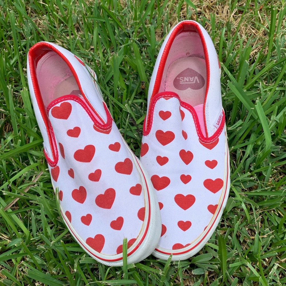 Heart Print Slip On Vans (RARE)